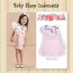 dress pink putih baru  large